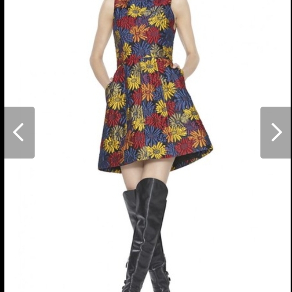 Alice + Olivia Yellow and Red Halter Mini Sundress